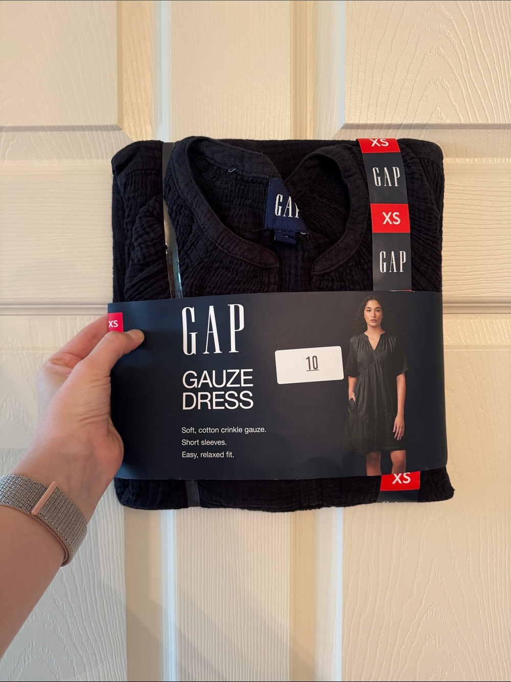 GAP Black Gauze Short-Sleeve Dress